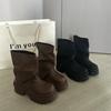 Small thick-soled Martin boots women's 2025 new autumn retro brown boots super fire trousers stacked short boots