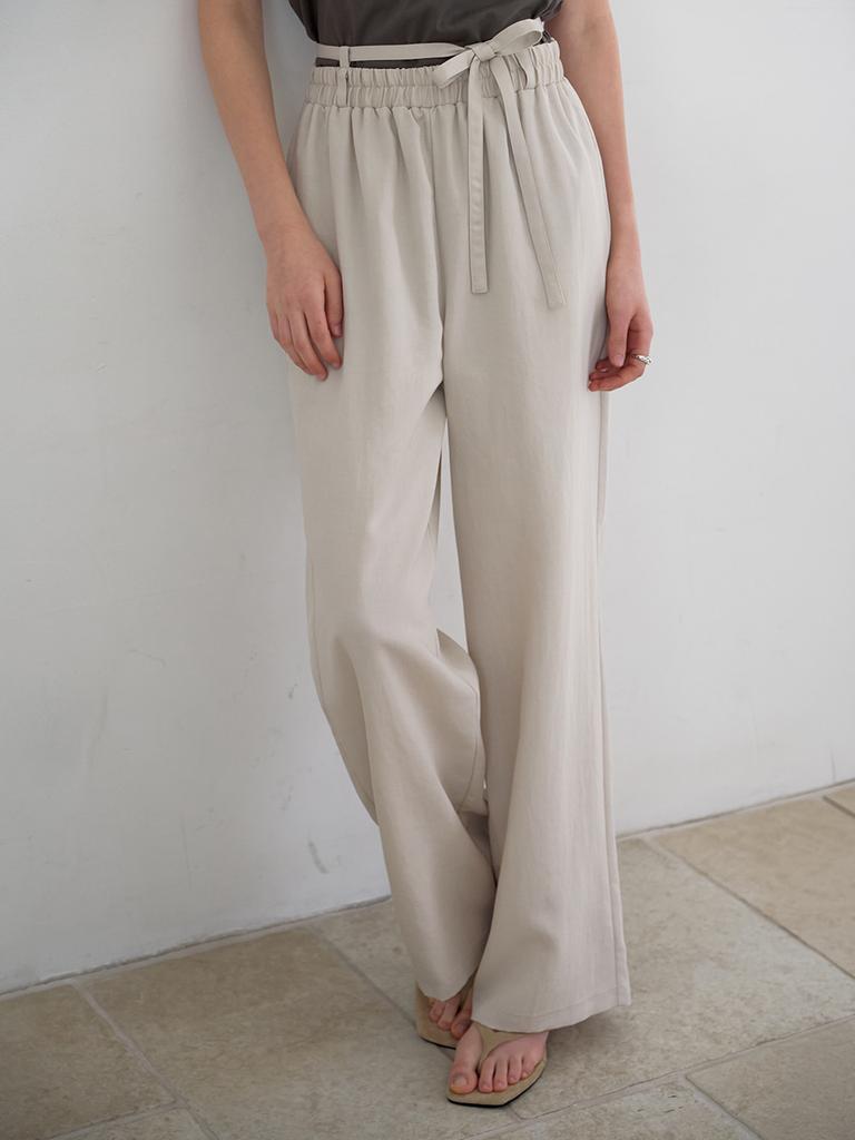 MOMET Franc String Wide Linen Pants Natural Beige