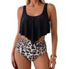Women Two Piece Swimsuit Tankini Top High Waist Bikini Set with Floral Print and Scoop Neck Design for Swimming Pool Beachwear