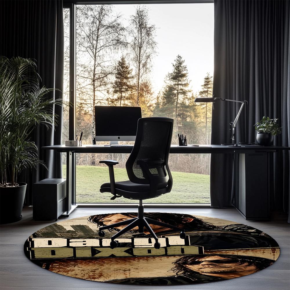 Daryl and Rick Printed Round Rug Carpet Chair Rug Area Rug Entryway Doormats,for Office Chair Living Room Bedroom Kitchen Room.