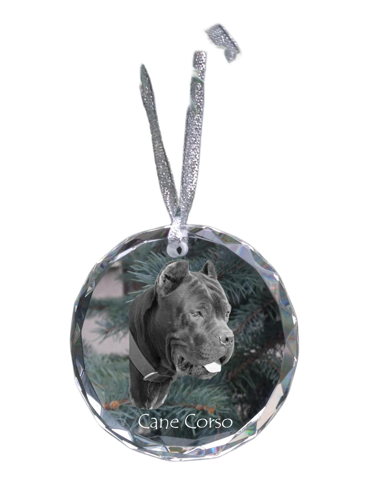 

Cane Corso, Italian Cane Corso - crystal bauble with a photo, dog photo in crystal, personalized Christmas tree ornament by Art-Dog brand прозорий