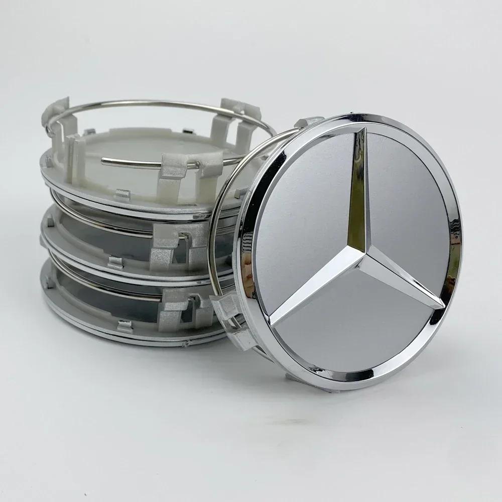 

4 pieces 75mm Integrated Black or Silver Star Logo For Mercedes Benz C177 W218 Class Wheel Rims Center Hub Caps Auto Accessories 4pcs 75mm