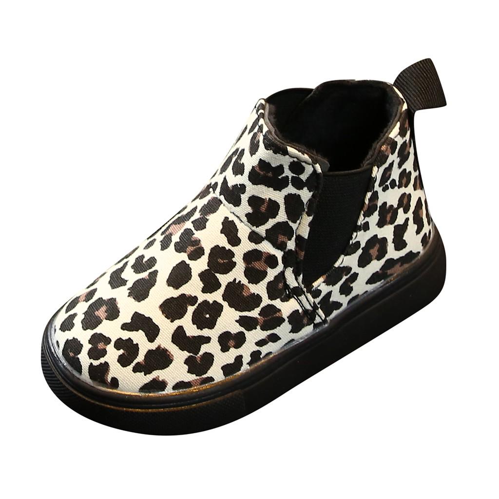 Children Kids Baby Girls Boys Leopard Winter Warm Short Boots Casual Shoes