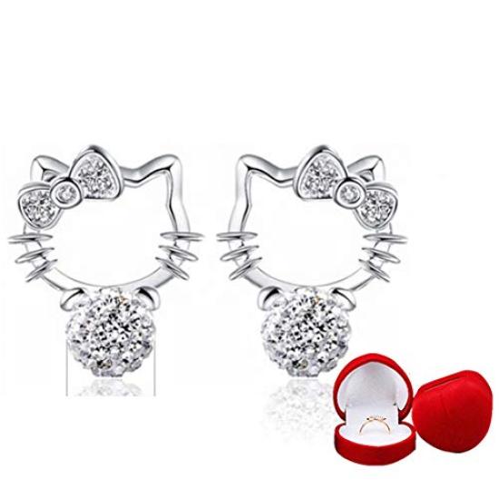 

Pearl Shop AAAAAA grade cubic zirconia CZ diamond Hello Kitty Shichigosan white all items gift wrapped C-Girls earrings, wedding, silver, diamond,