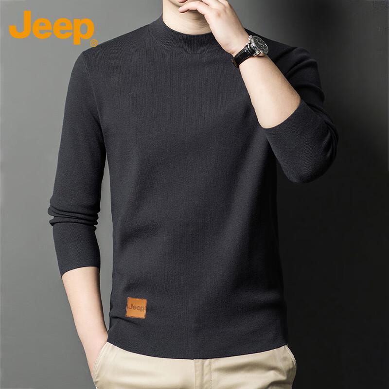 Jeep Men's Semi-High Collar Thick Knit Sweater