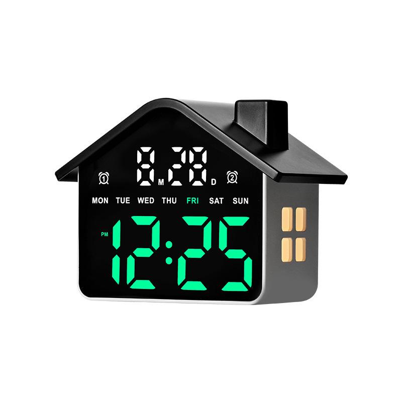 Voice Control Digital Alarm Clock House Date Week Brightness Adjustment Electronic Table Clock with Night Light 12/24H LED Clock