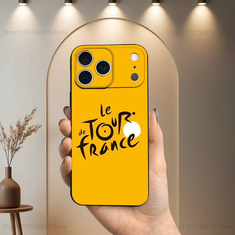 Custodia Bici TOUR DE FRANCE Per iPhone 12,14,15,16,17,13,11,X,Mini,Plus,Pro Max,8,7,XR,SE,XS,Silicone Morbido Nero
