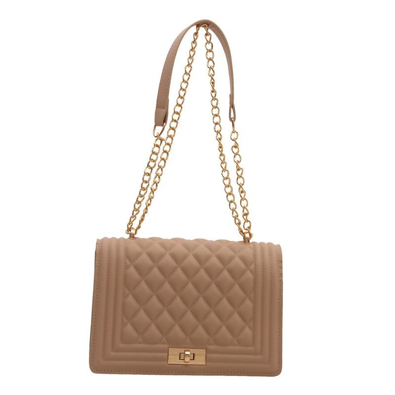 

Pu Leather Retro Single Shoulder Bag With Chain Detail For Daily Use хаки