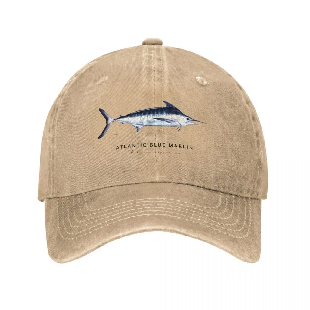 Atlantic Blue Marlin Scientific Illustration Watercolor Fish Ocean Fish Billfish Baseball Cap Cosplay Golf F Unisex Womens