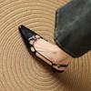 French women's casual small leather shoes versatile bag head sandals summer new square head thick heel commuter middle heel shallow mouth