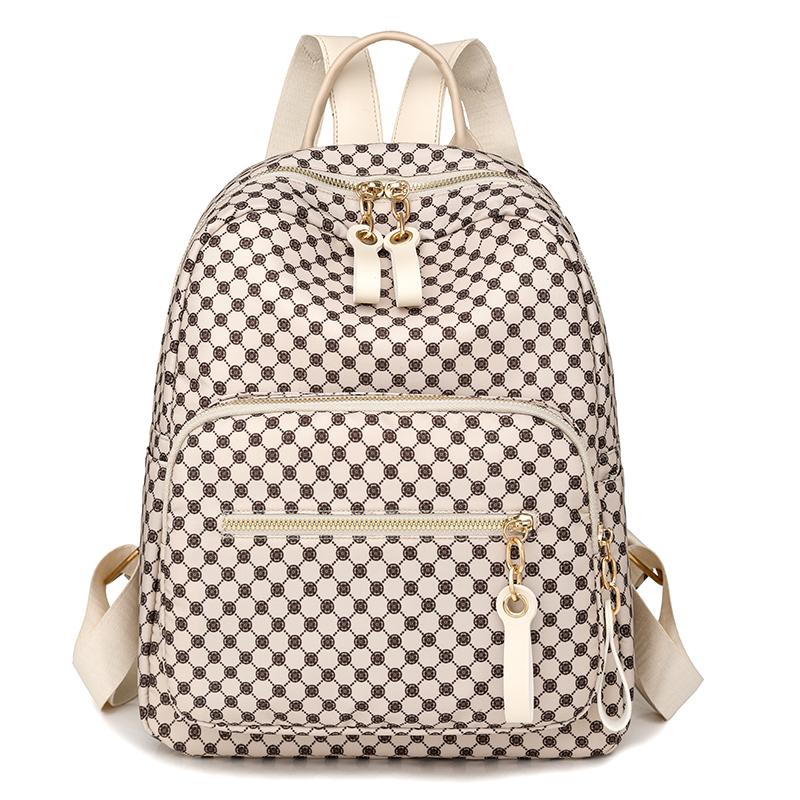 

Модний жіночий рюкзак Вінтажний дорожній рюкзак великої місткості в клітку бежевий