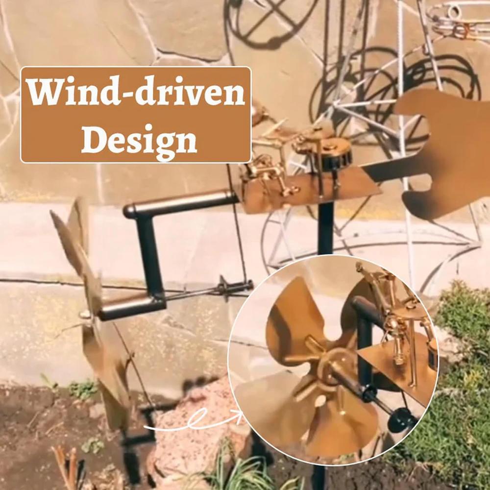 Handmade Metal Windmill Drummer Design Creative Handcraft Windmill for Home Decor
