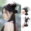Synthetic Fake Hair Extension Straight Bun With Claw Updo Chicken Feather Shuttlecock Head Hairpiece For Girl Women Chignons