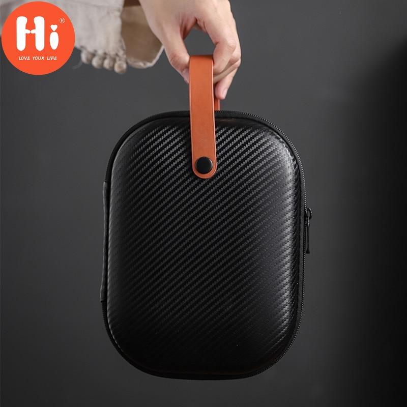 Hi Purple Clay Teacups Ceramic Portable Tea Set Including 1 Pot + 1 Tea Caddy + 4 Cups Teapot Outdoor Travel Kung Fu Gaiwan Gifts