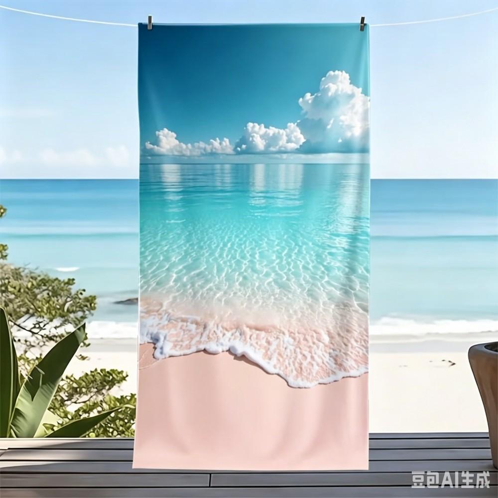 Large Tropical Beach Print Beach Towel Oversized Ocean Scene Microfiber Towel for Summer Pool and Beach 50x100cm