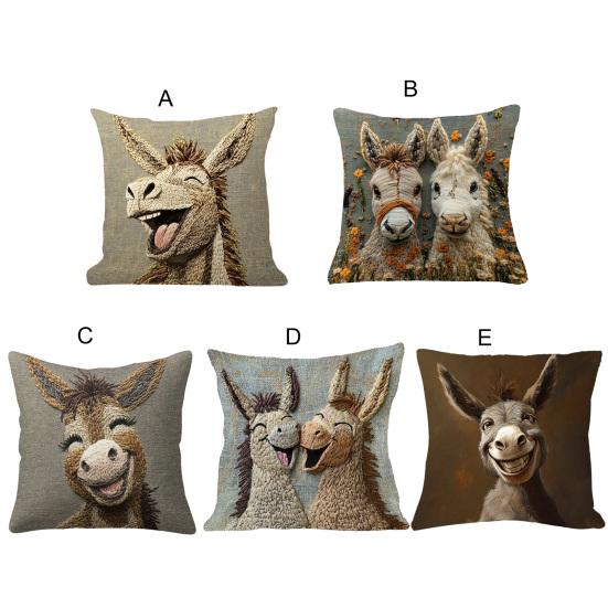Yousheng Pillowcase Donkey Print Easy-Care Design Soft Breathable Pillow Cover Sofa Bedroom Patio Home Decor