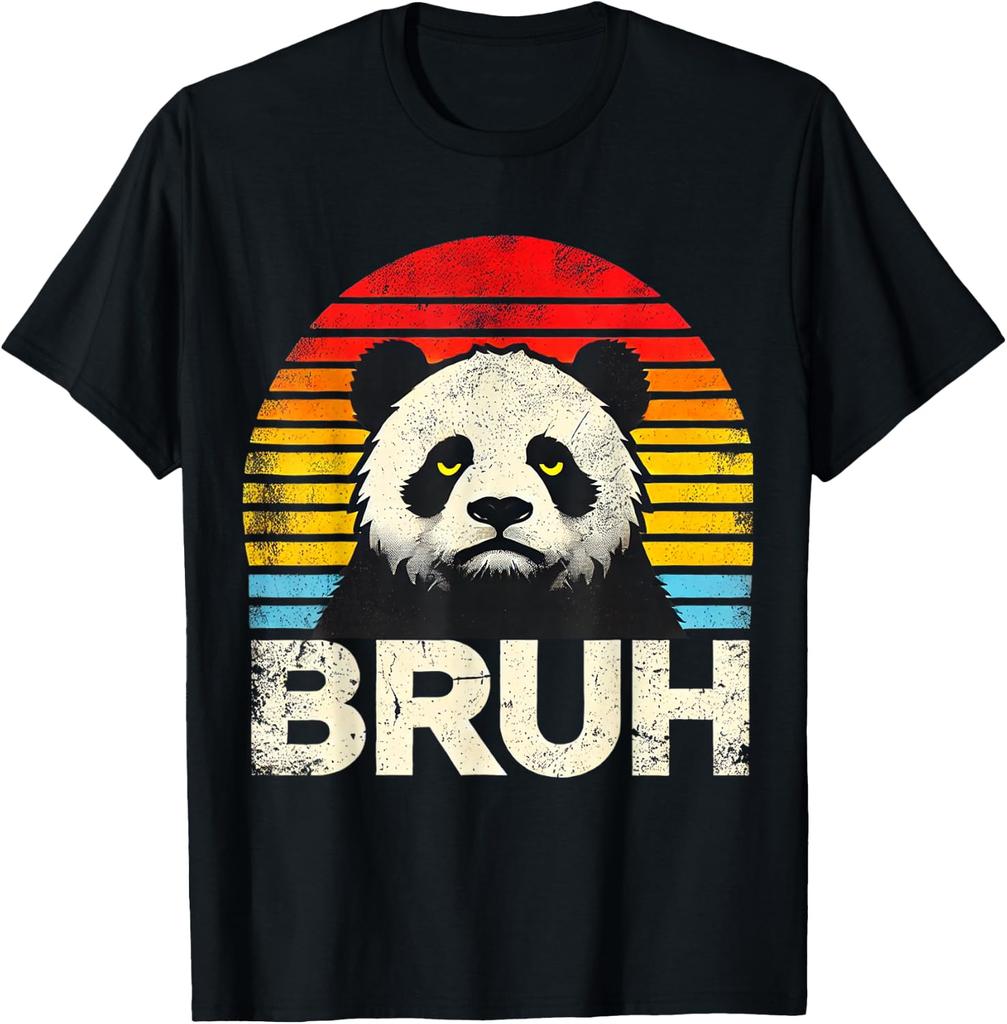 Funny Grumpy Panda Bruh Meme – Vintage Humorous Panda T-Shirt