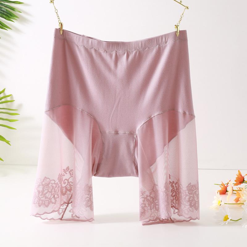 50144 Plus Size Anti-Exposure High Waist Mesh Safety Underwear 2-in-1