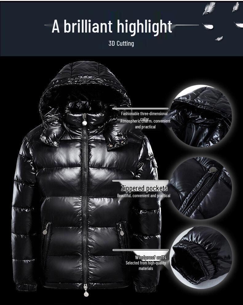 Men's Trendy Shiny Down Jacket - New Style Thickened Short Coat