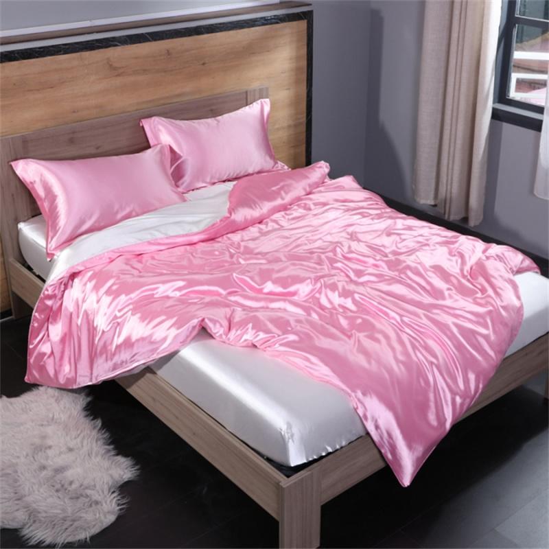Luxury Mulberry Silk Bedding Set with Duvet Cover Fitted/Flat Bed Sheet Pillowcase Blending Silk Sheet Set Silky Satin Bedsheet
