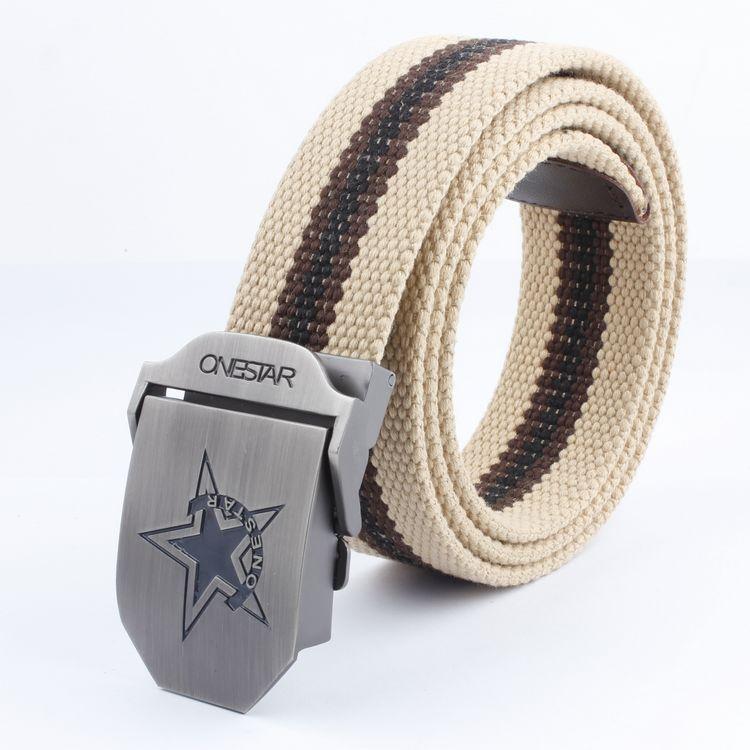 Black Five-Star Canvas Belt Headhunting Black Eagle Men's Automatic Buckle Belt Woven Leisure Good Supply