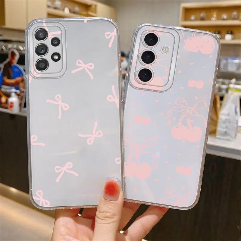 Case for Samsung Galaxy S26 S20 Plus S24 S23 Ultra S21 Note 20 Ultra 10 S22 FE S25 Edge Phone Cover Cartoon Bow