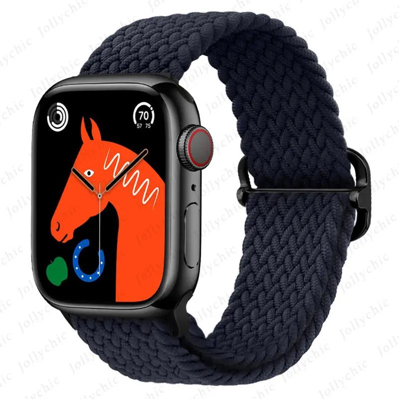 Braided Stretchy Adjustable Straps Compatible for Apple Watch Ultra 2/1 Band 38mm 40mm 41mm 42mm 44mm 45mm 49mm for Women Men
