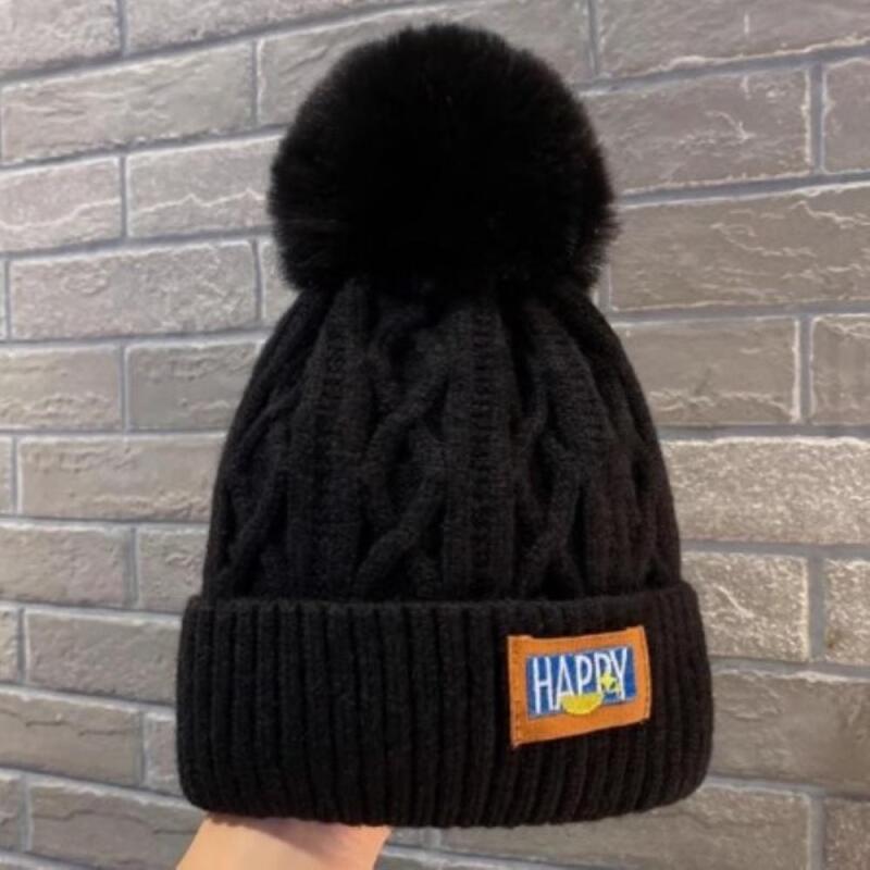 Women s Beanie Fur Pom Pom Sweater Hat C8632_Gray