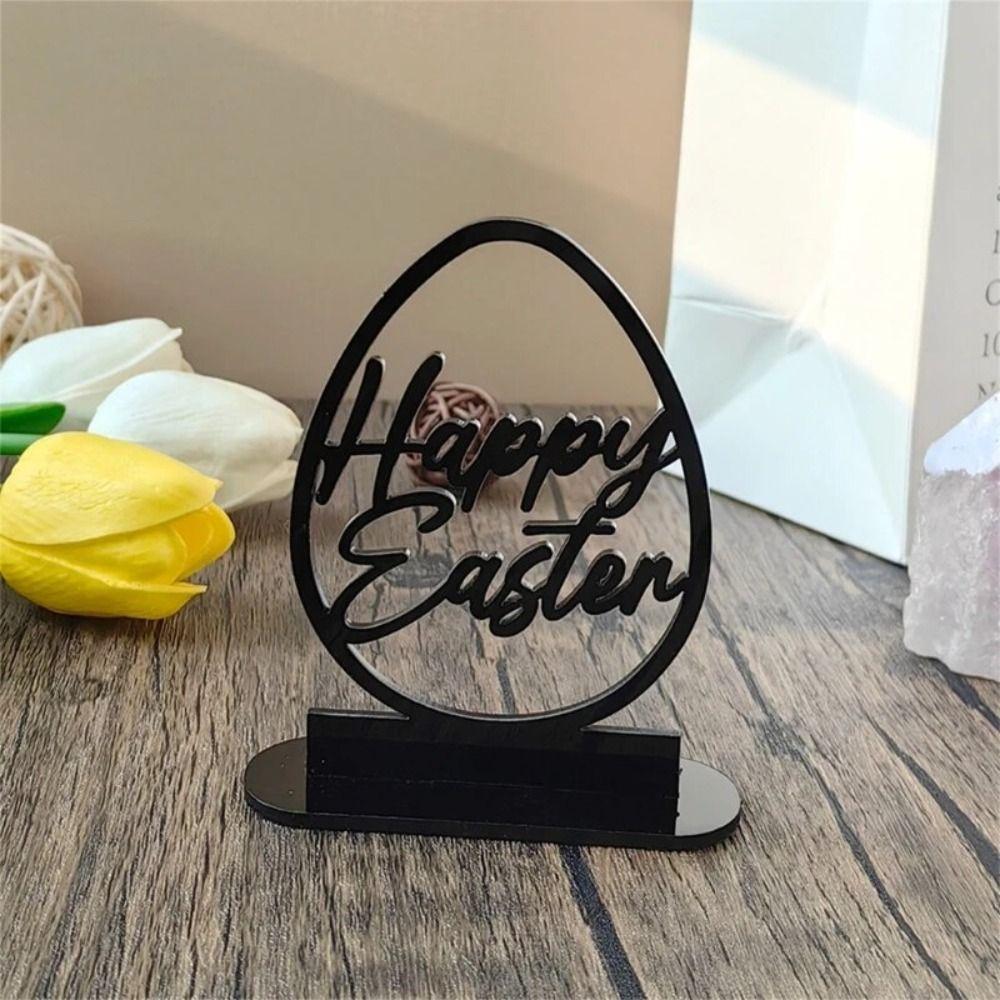 

Black Easter Rabbit Figurine Hollow Out Rabbit Eggs Statues Home Ornaments 1