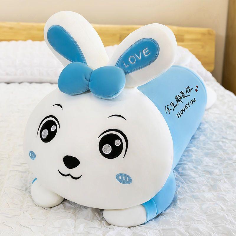 Adorable Rabbit Plush Long Pillow Soft Toy Ideal Gift For Girls In Pink And Blue Colors