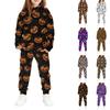 Children's Hooded Sweatshirt and Pants Set with Halloween Print for Boys Girls Fall Outfit