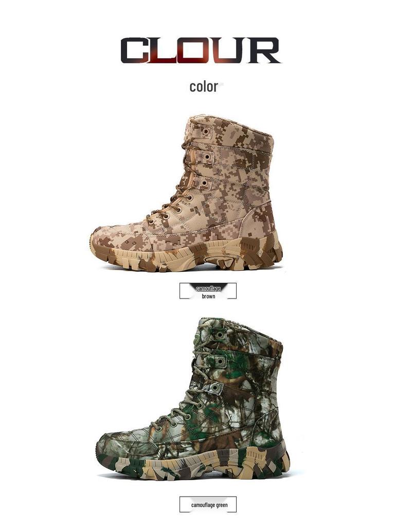 2024 Men's Plus Size High-Top Camouflage Combat and Hiking Boots