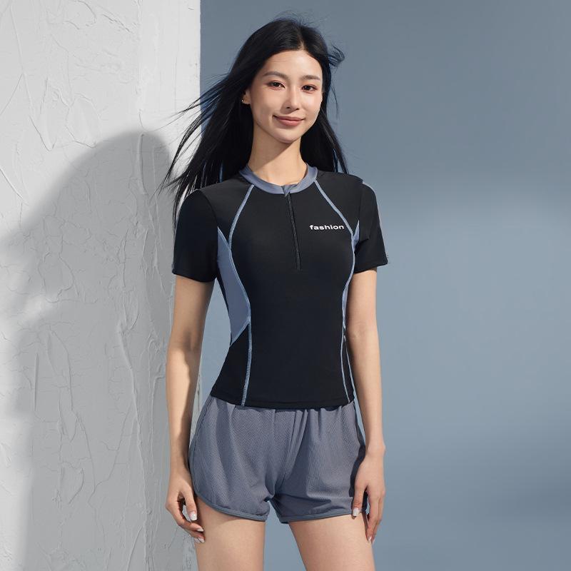 New 26 Quick-Drying Nylon Swimsuit for Adults - Tummy Covering, Slimming, Fashionable Split Sportswear Set