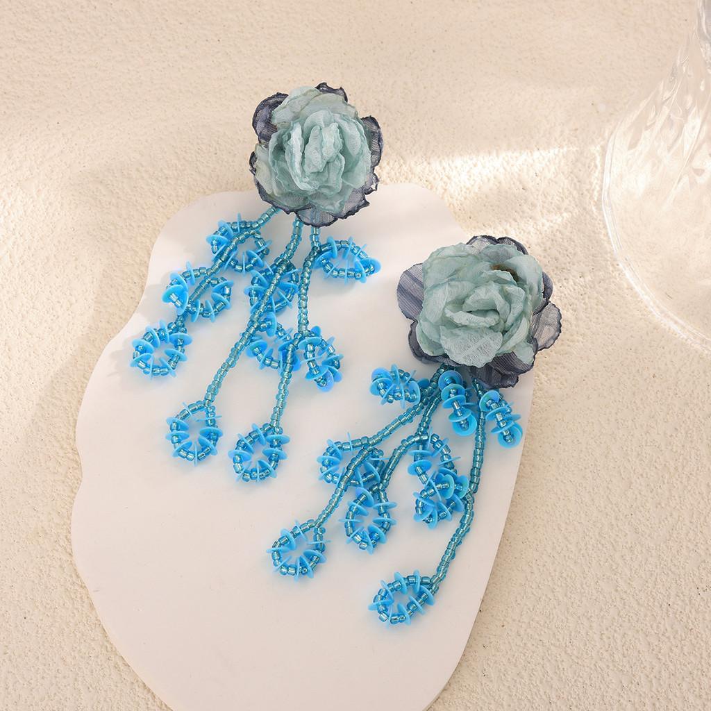 Vintage Style Crystal Tassel Drop Earrings With Geometric Alloy Design For Womens Evening Wear