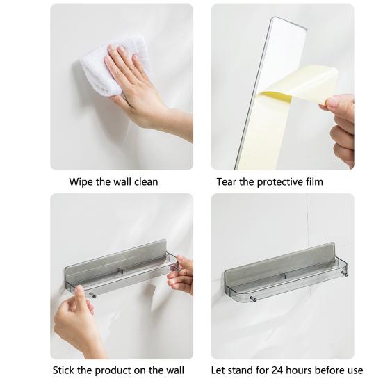 Waterproof Transparent Strong Load Bearing Space-saving Slippers Rack Wall Mounted Punch-free Drain Shoes Shelf Washroom Supplies
