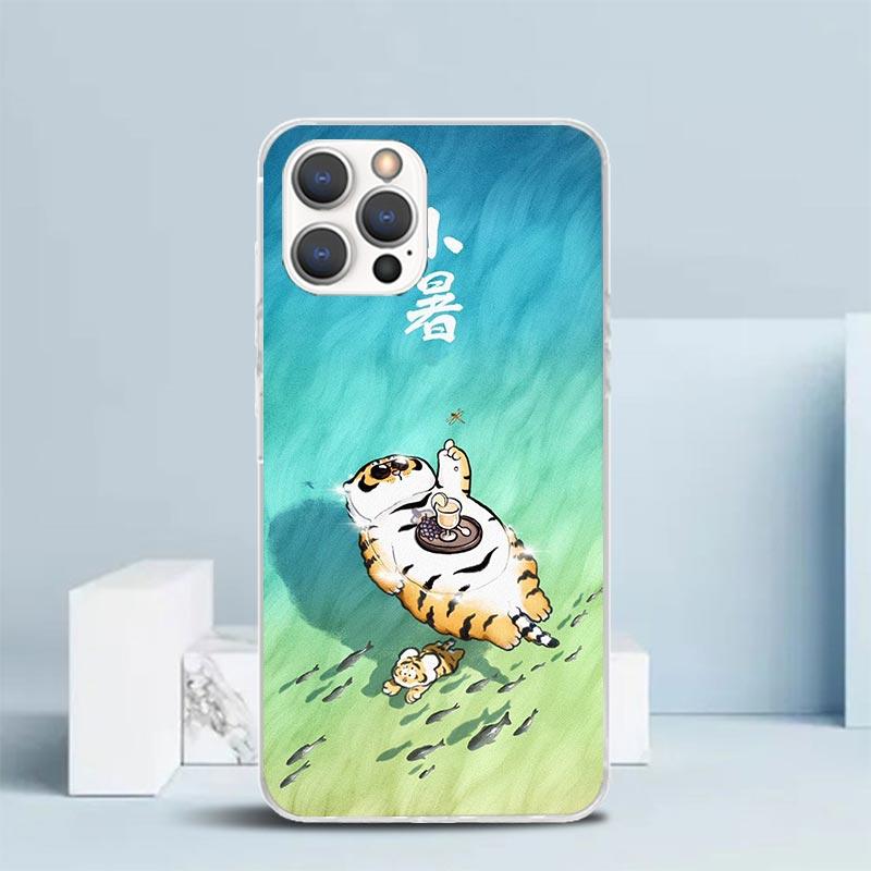 Cartoon Fat Tiger Soft Cover for iPhone 16 17 Air 15 14 Pro Max 16E Phone Case 13 Mini 12 11 7 SE 8 Print Pattern Fit Cases 16 1