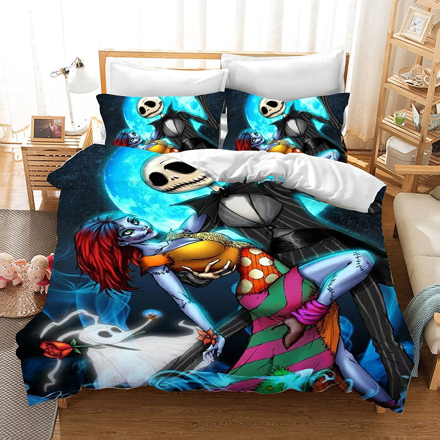 

Comforter Jack Skellington Anime Bedroom Comforte Printed Cartoon Twin Size Bedding Sets Christmas Gifts 3-Piece Comforter (quilt)-EU Single(135*200cm)3pcs