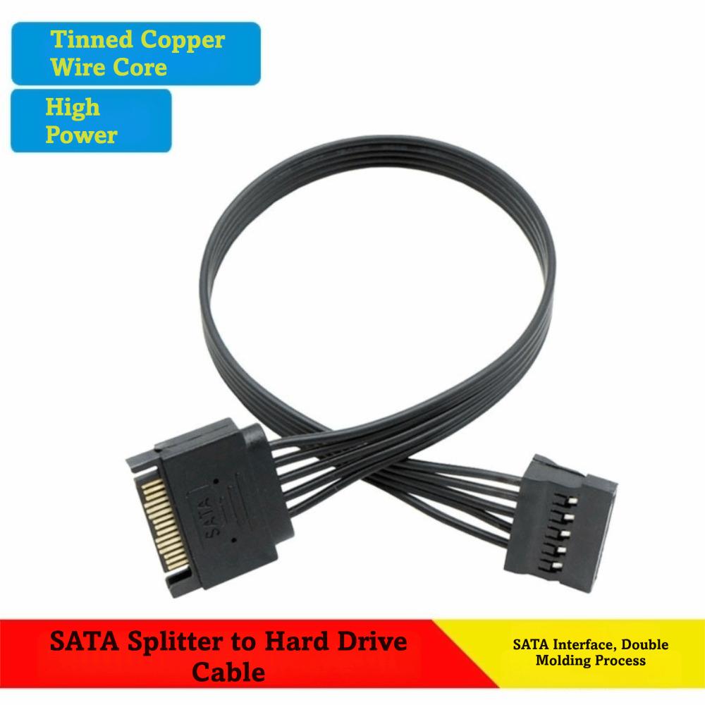 High Quality 22/32cm SATA Power Cable Y-Splitter Design 15Pin Male/Female HDD Power Cable Durable Power Splitter Cable