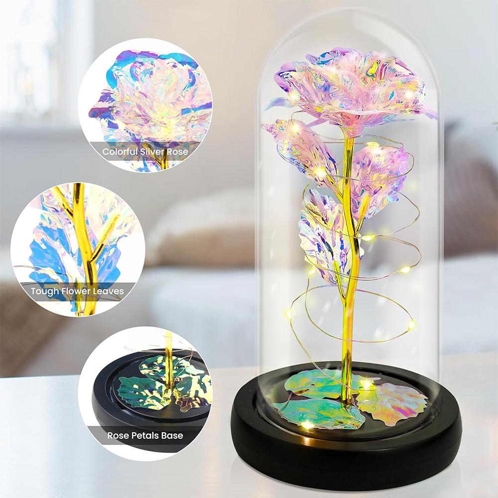 New Rose Flower Eternal Artificial Roses with LED Light For Valentine's Day