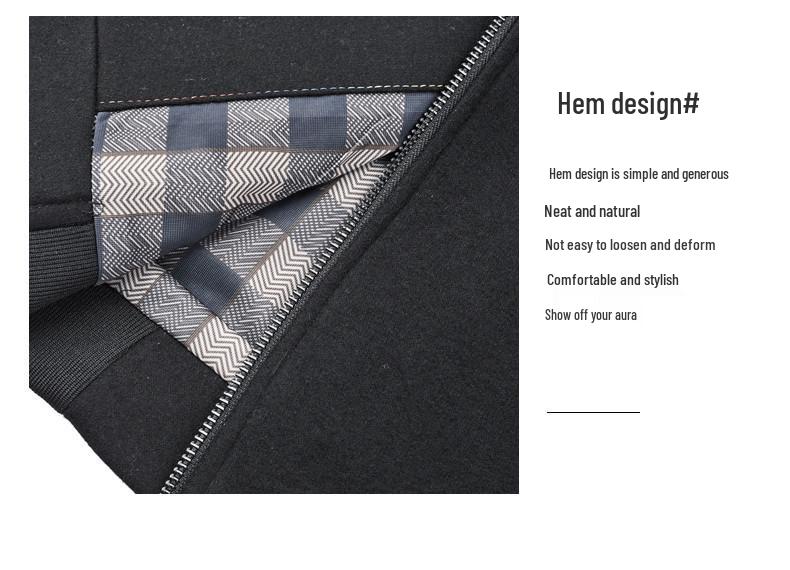 Men's Thick Warm Wool Tweed Stand-Collar Jacket for Spring and Autumn - Ideal for Middle-Aged Business Casual Wear