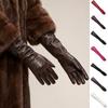 Full Finger Pu Leather Gloves Solid Color  Mittens Long Gloves  Photography Props