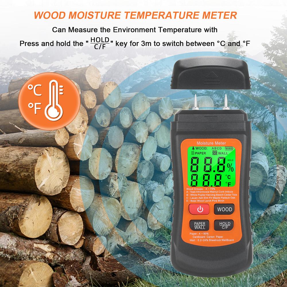 3in1 Multifunctional Digital Wood Moisture Meter Wall Cardboard Timber Humidity Tester Moisture Content Detector