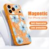 Lovely Sky-blue Flowers Pattern Case For iPhone 17 Pro Max Magnetic For Magsafe Skin Feeling Cover For iPhone 16 15 14 13 Pro Max