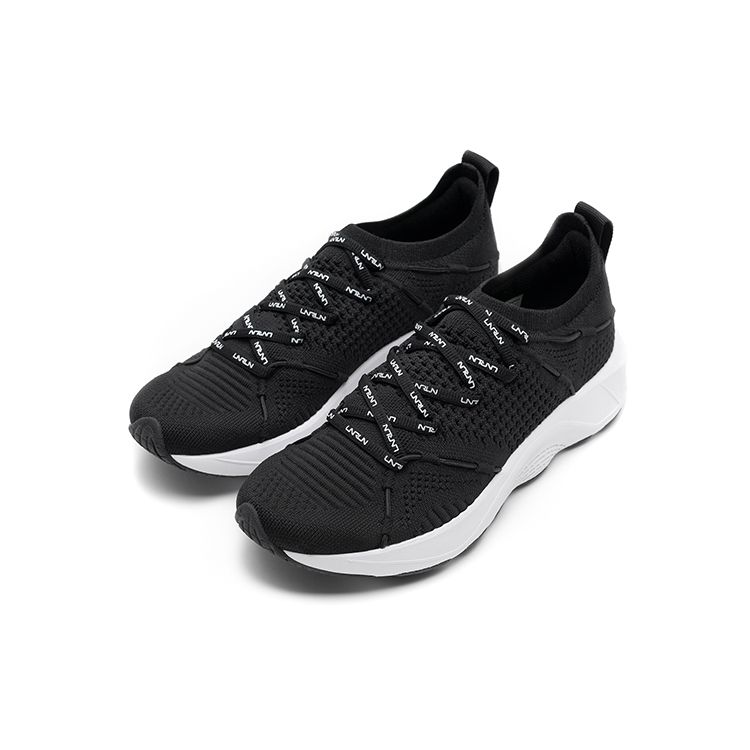 LiNing Lehké jednodílné pletené tlumící odrazové běžecké boty s nízkým profilem Dámské tenisky Černá Bílá ARHN124-5