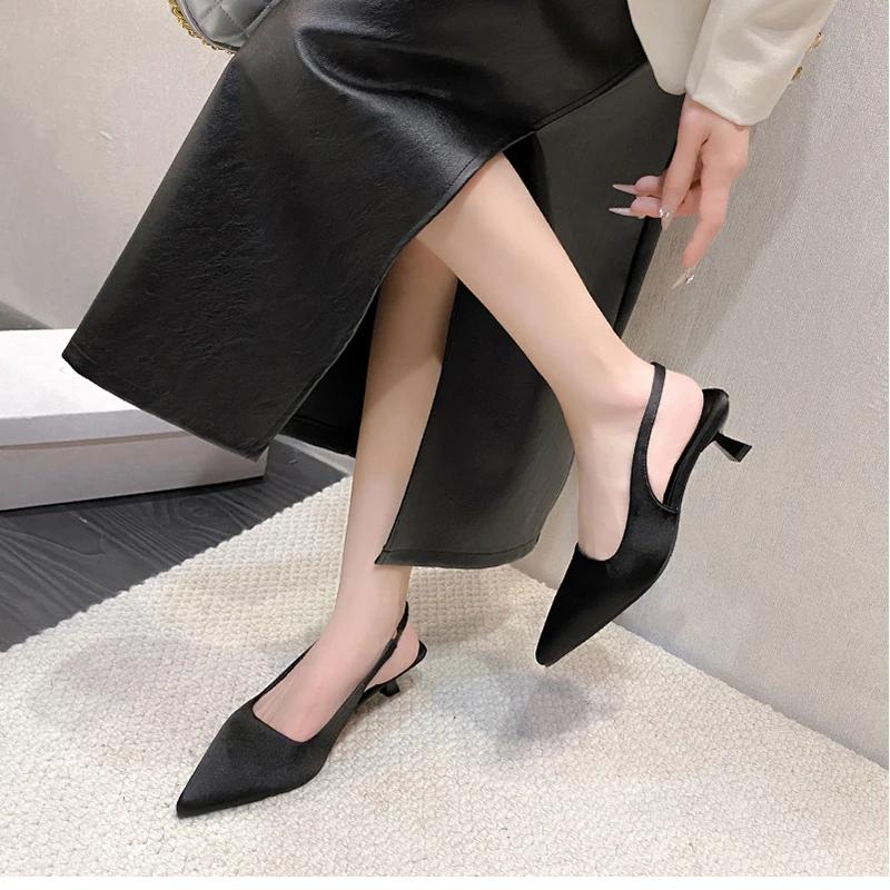 2025 Summer Cover Toe High Heel Women Sandals Fashion Shallow Slip On Singbacks Pumps Ladies Elegant Stripper Party Sandalias