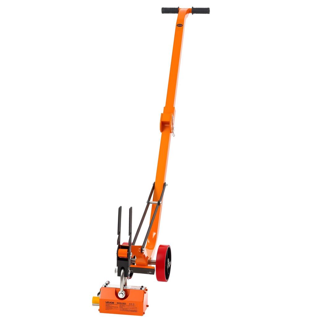 VEVOR Magnetic Lid Lifter Dolly, 600 Kg Pulling Capacity, Steel Dolly with Heavy Duty Magnet Lift and 2 Wheels, Adjustable Handle, N42 Neodymium
