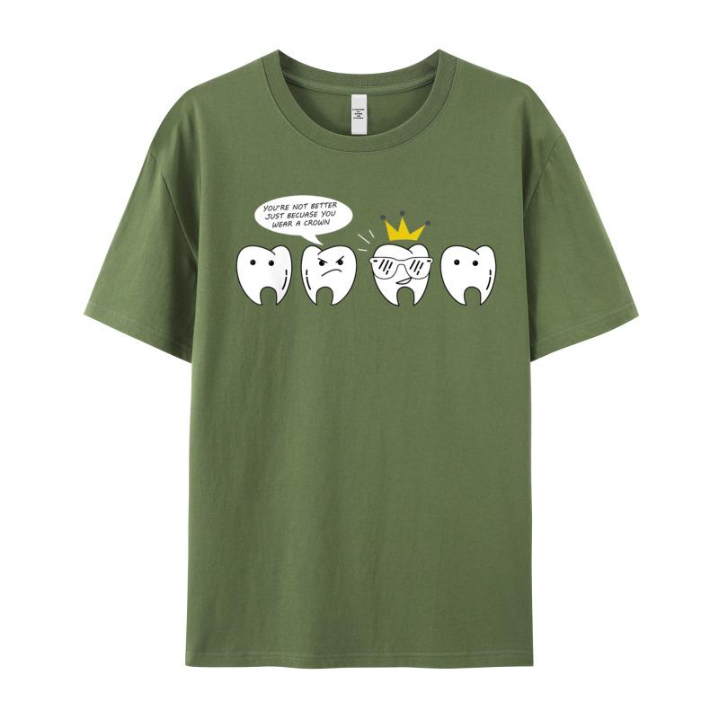 Funny Tooth Shirt For Dentist Crewneck Tshirt Father Day Party Tees Short Sleeve Hip Hop 100 Cotton Tops T Shirt Female
