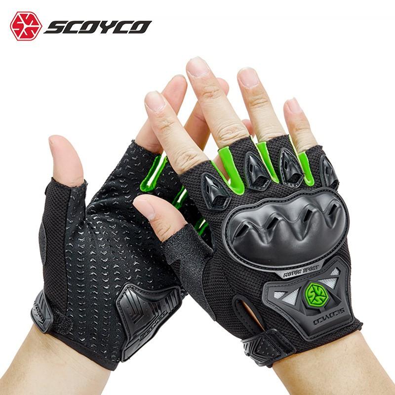 Scoyco MC29D Half-Finger Motorcycle Gloves Summer Riding Breathable Knit Protective Gear In Red Blue Black Green M L XL