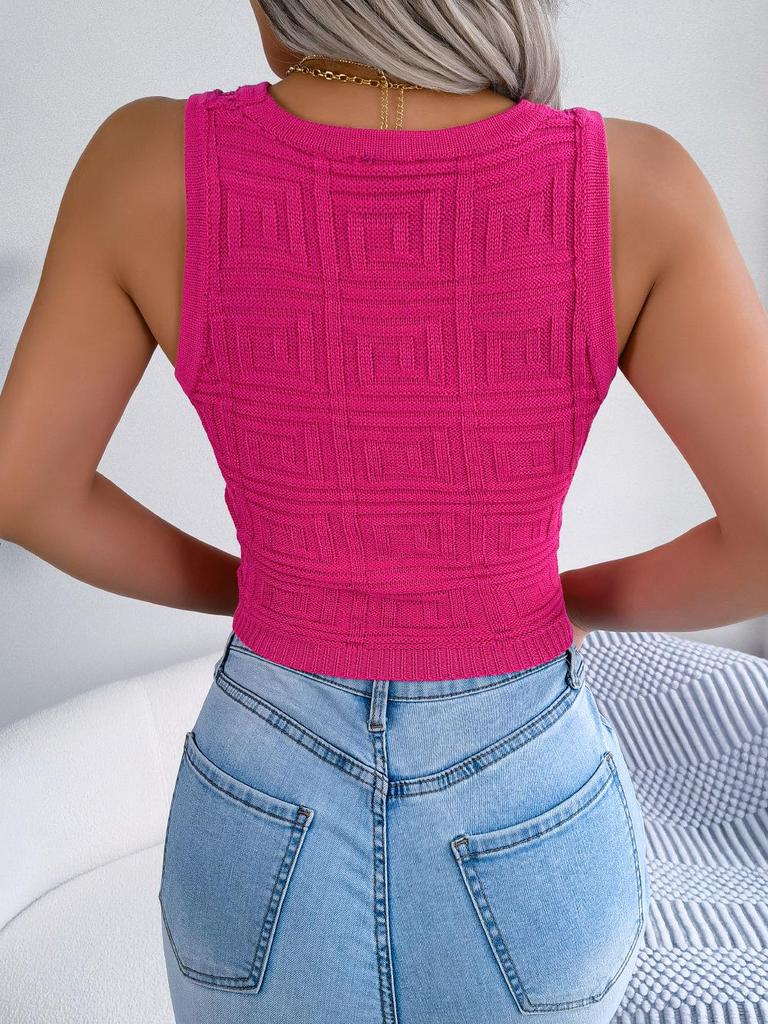 Europäisch-Amerikanischer Stil Sexy Ausgeschnitten Ärmellos Schlank Geschnitten Crop Top Strickware für Damen