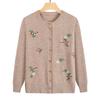 Damen Knopf Pflanzen Blumenbestickt Strickjacke Langärmlig Lässiges Mode Oberteil